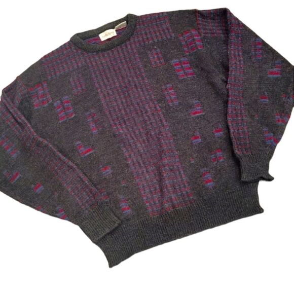 Vintage Mens Sweater Size XL Gray Justin Reed Long Sleeve Y2K 80s 90s - Picture 1 of 7